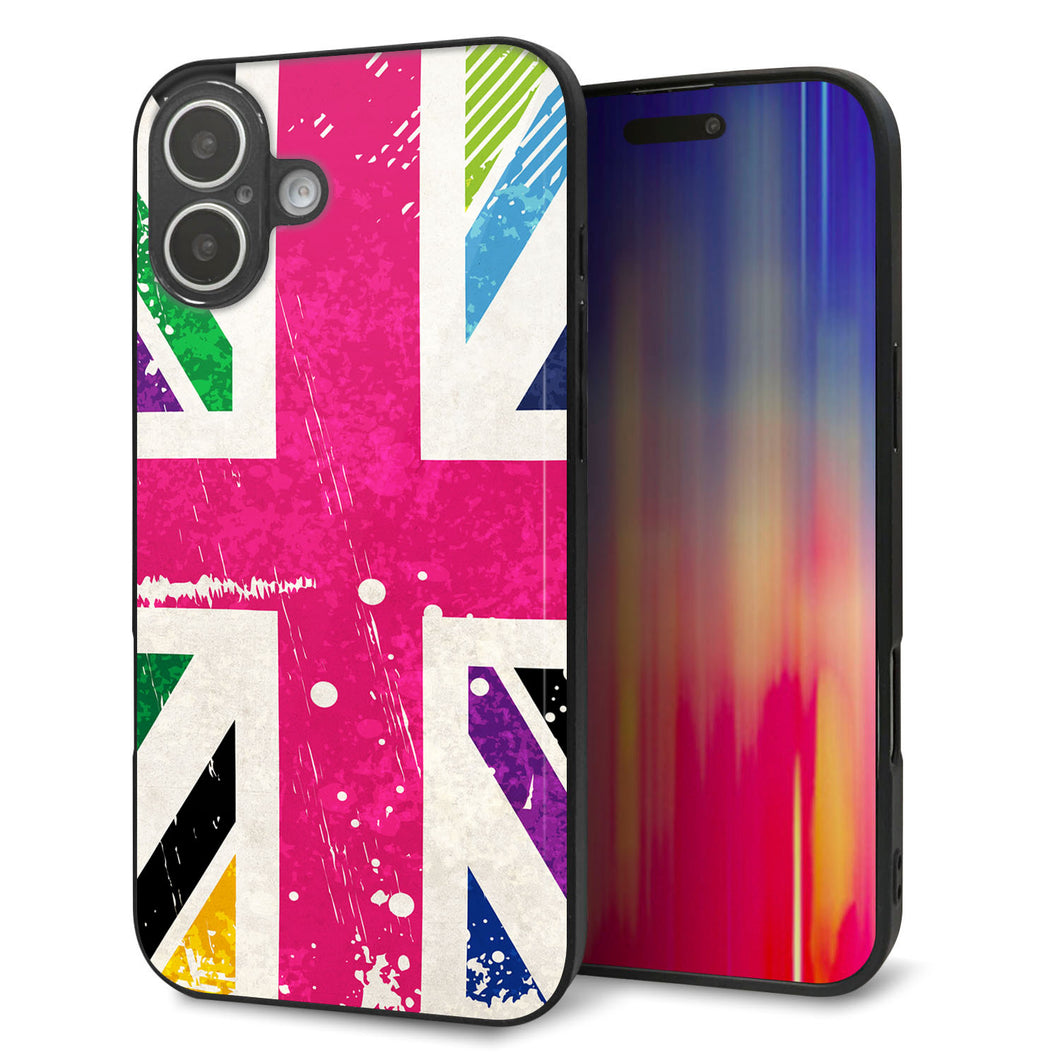 iPhone16 Plus 強化ガラス&TPUスマホケース ガラプリ【SC806 ユニオンジャック ピンクビンテージ】