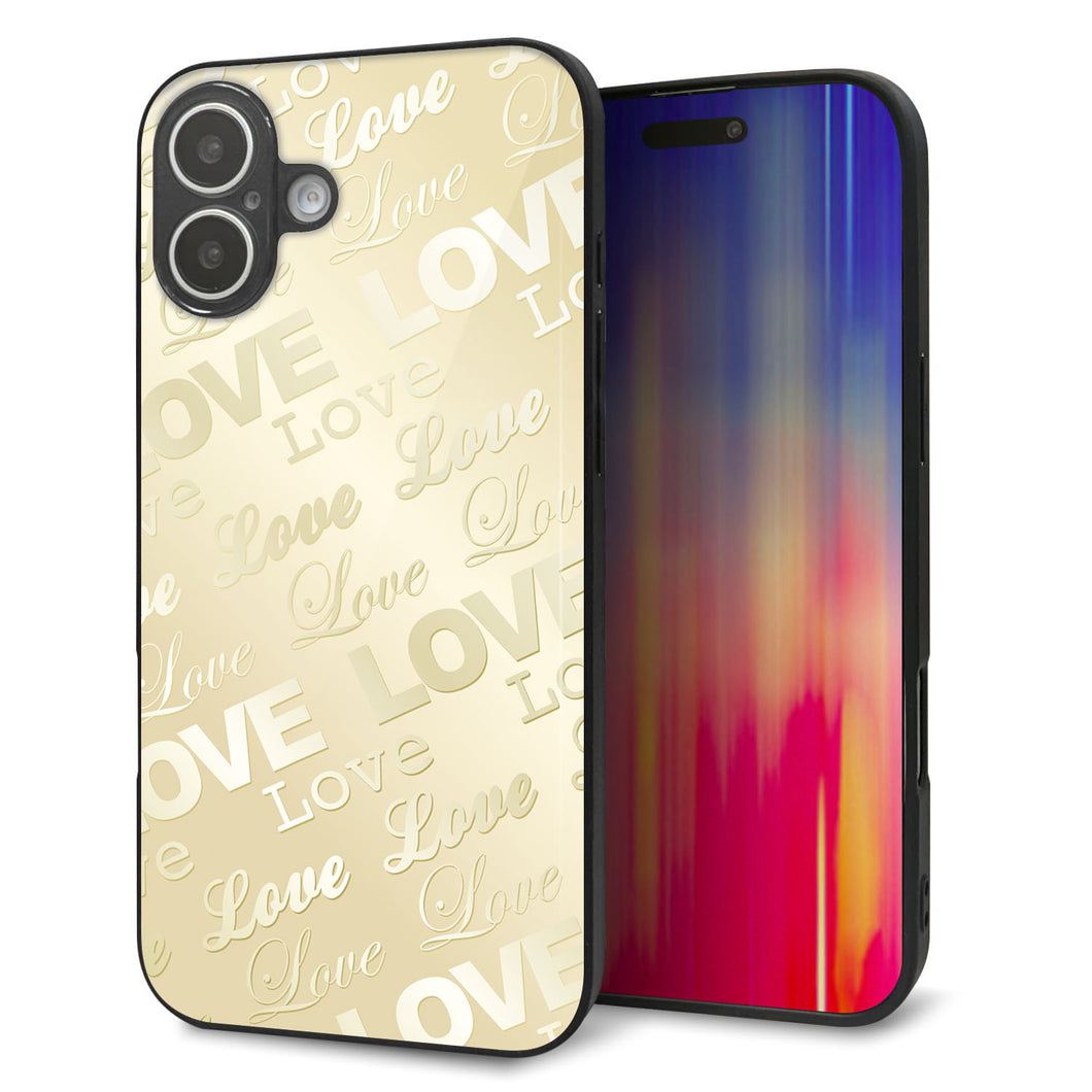 iPhone 16 Plus 強化ガラス&TPUスマホケース ガラプリ【SC840 エンボス風LOVEリンク(ヌーディーベージュ)】