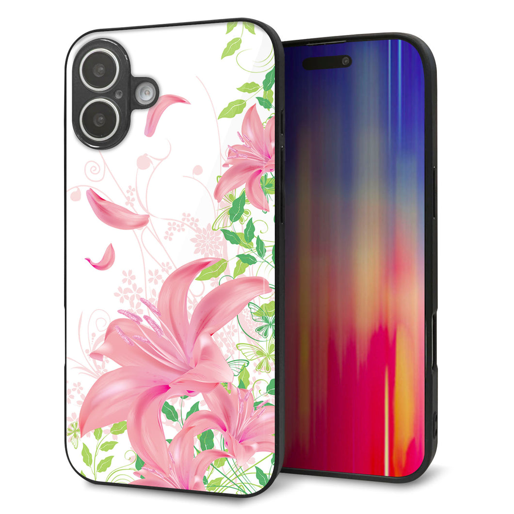 iPhone 16 Plus 強化ガラス&TPUスマホケース ガラプリ【SC849 ユリ(ピンク)】