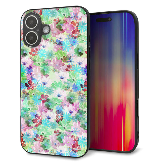 iPhone 16 Plus 強化ガラス&TPUスマホケース ガラプリ【SC872 リバティプリント プレスドフラワー(グリーン)】