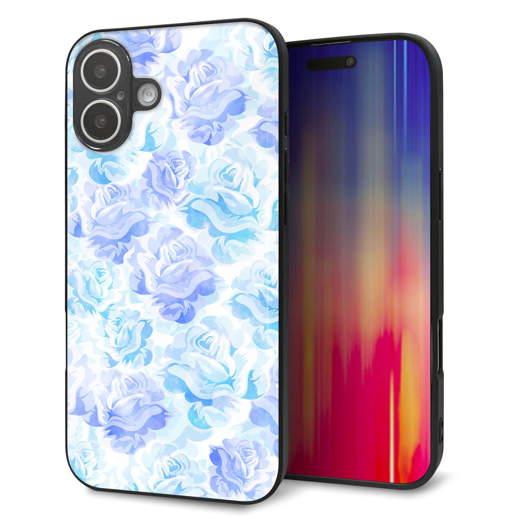 iPhone 16 Plus 強化ガラス&TPUスマホケース ガラプリ【SC927 ローズ ブルー】