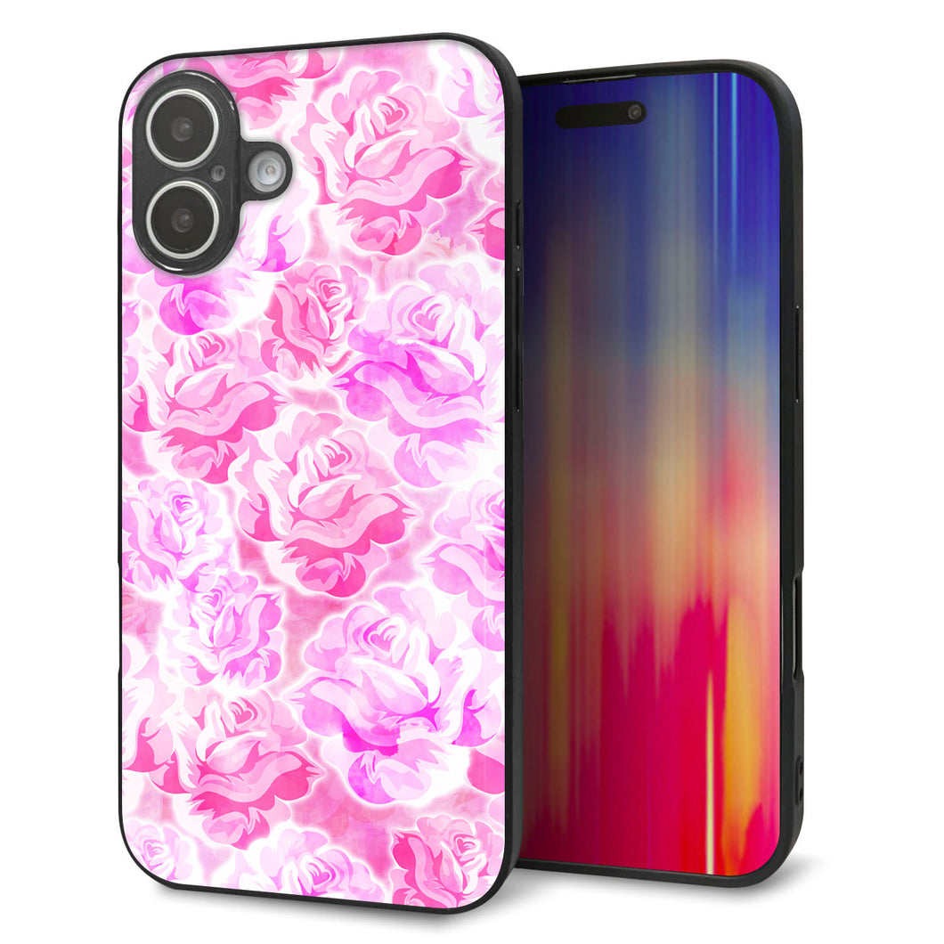 iPhone 16 Plus 強化ガラス&TPUスマホケース ガラプリ【SC928 ローズ ピンク】
