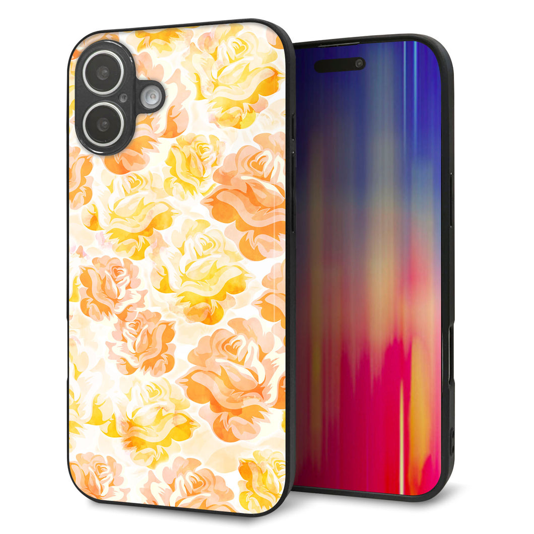 iPhone 16 Plus 強化ガラス&TPUスマホケース ガラプリ【SC931 ローズ イエロー】