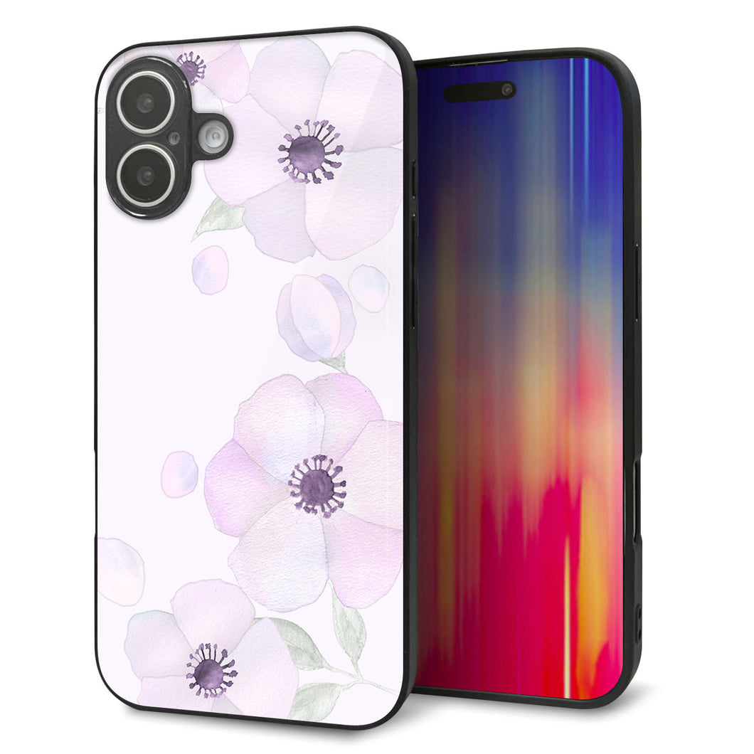 iPhone 16 Plus 強化ガラス&TPUスマホケース ガラプリ【SC950 ドゥ・フルール(パウダーバイオレット)】