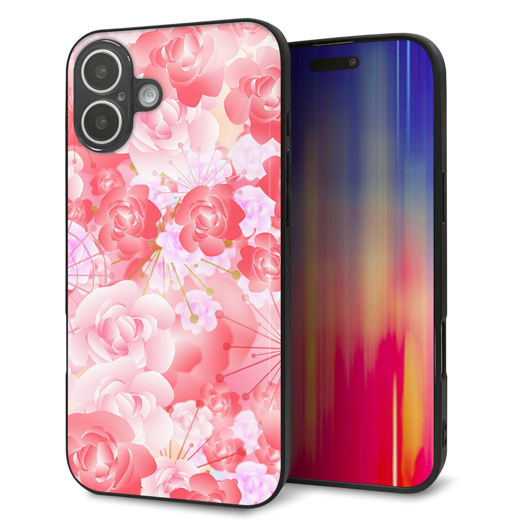 iPhone 16 Plus 強化ガラス&TPUスマホケース ガラプリ【VA817 はんなり色の華】