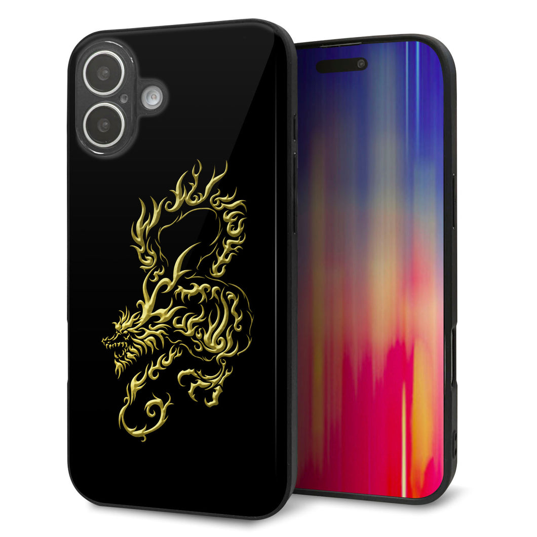 iPhone 16 Plus 強化ガラス&TPUスマホケース ガラプリ【VA831 闇と龍】