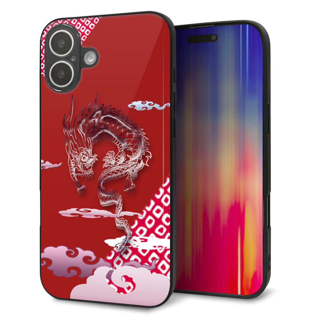 iPhone 16 Plus 強化ガラス&TPUスマホケース ガラプリ【YC907 雲竜02】
