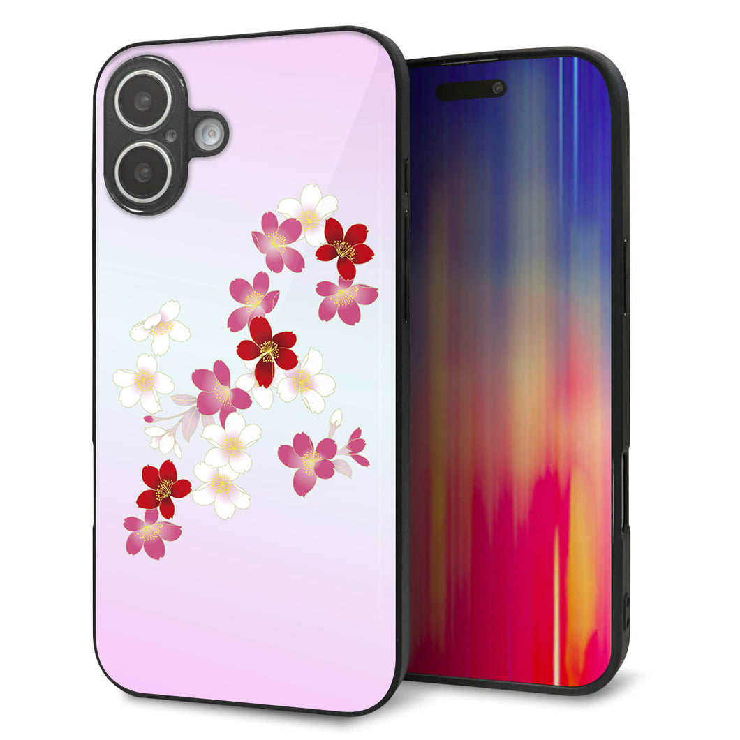 iPhone 16 Plus 強化ガラス&TPUスマホケース ガラプリ【YJ320 桜 和】