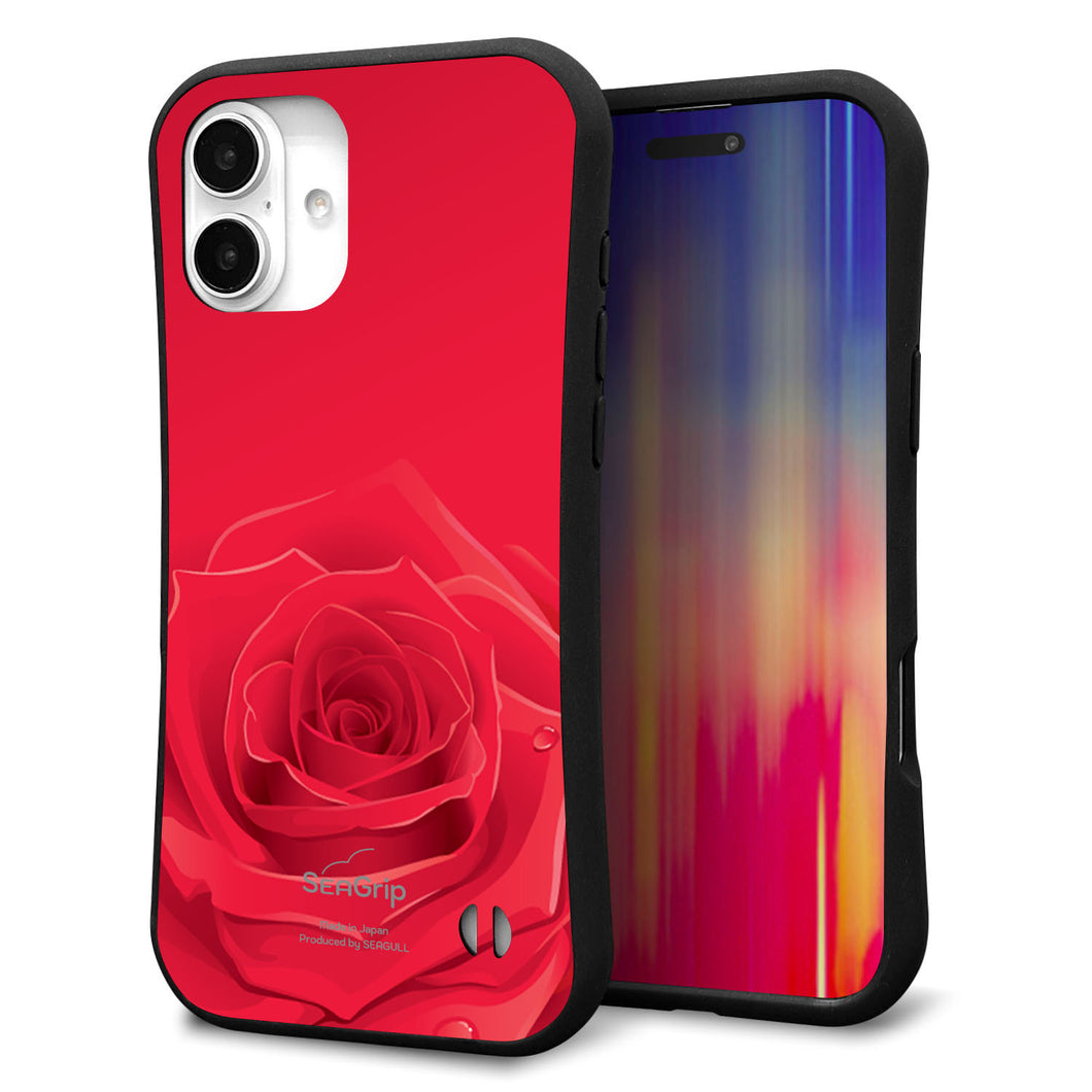 iPhone 16 Plus スマホケース 「SEA Grip」 グリップケース Sライン 【395 赤いバラ】 UV印刷
