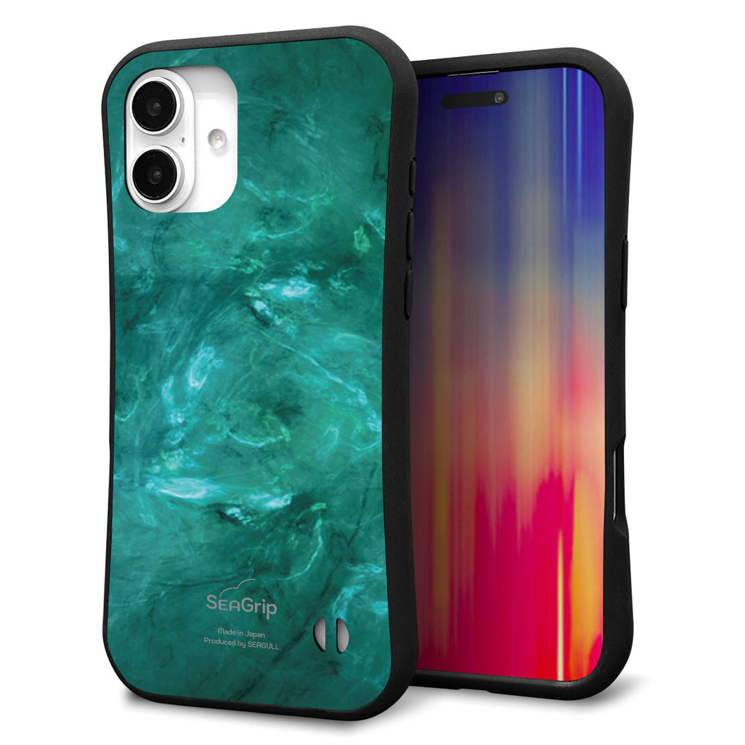 iPhone 16 Plus スマホケース 「SEA Grip」 グリップケース Sライン 【KM869 大理石GR】 UV印刷