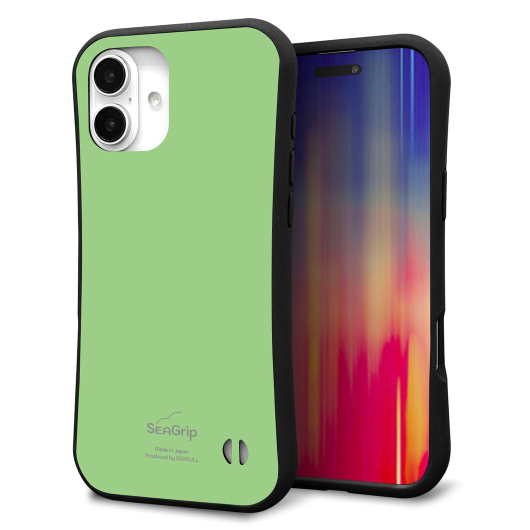 iPhone 16 Plus スマホケース 「SEA Grip」 グリップケース Sライン 【KM898 パステルカラー(パステルグリーン)】 UV印刷