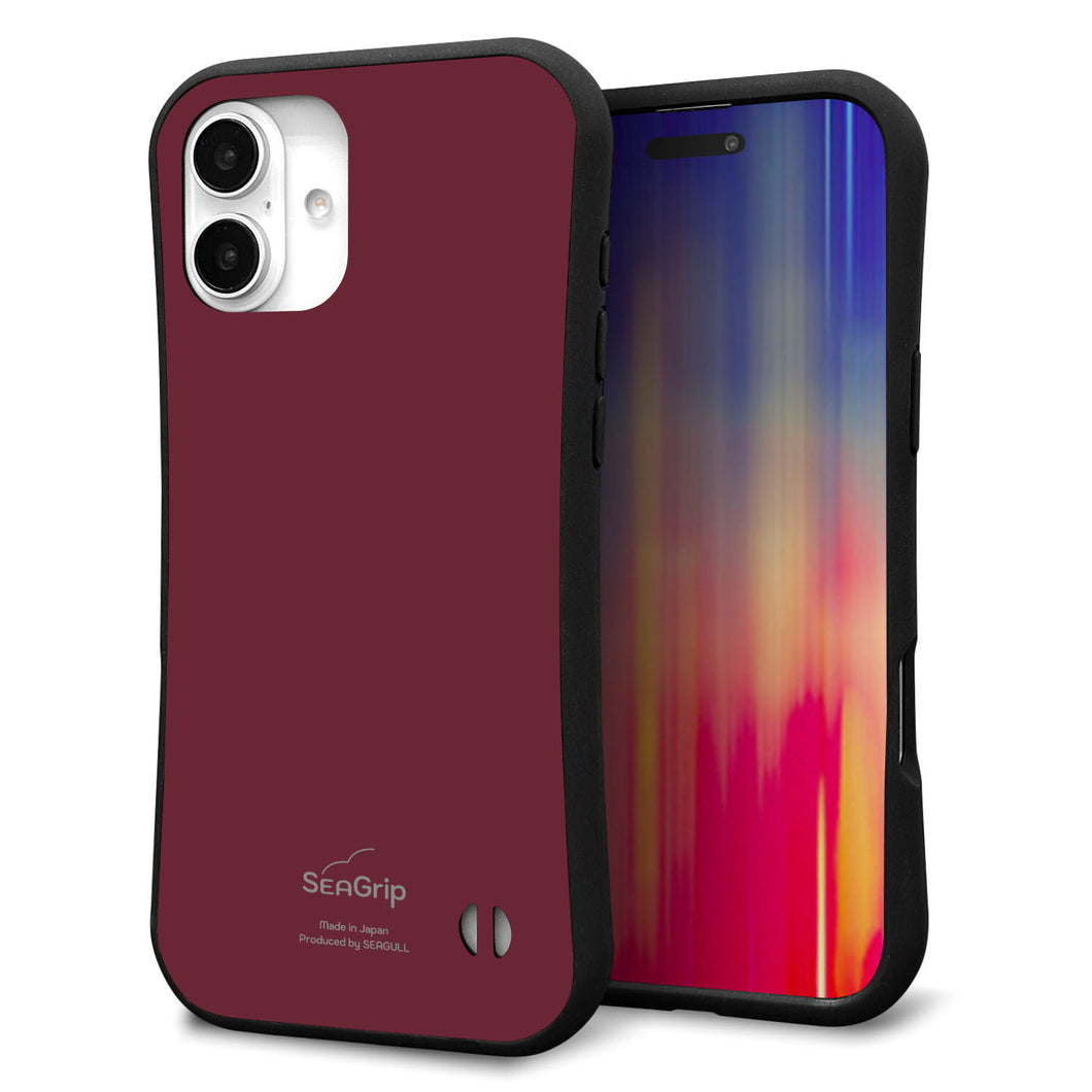 iPhone 16 Plus スマホケース 「SEA Grip」 グリップケース Sライン 【KM919 レトロカラー(バーガンディー)】 UV印刷