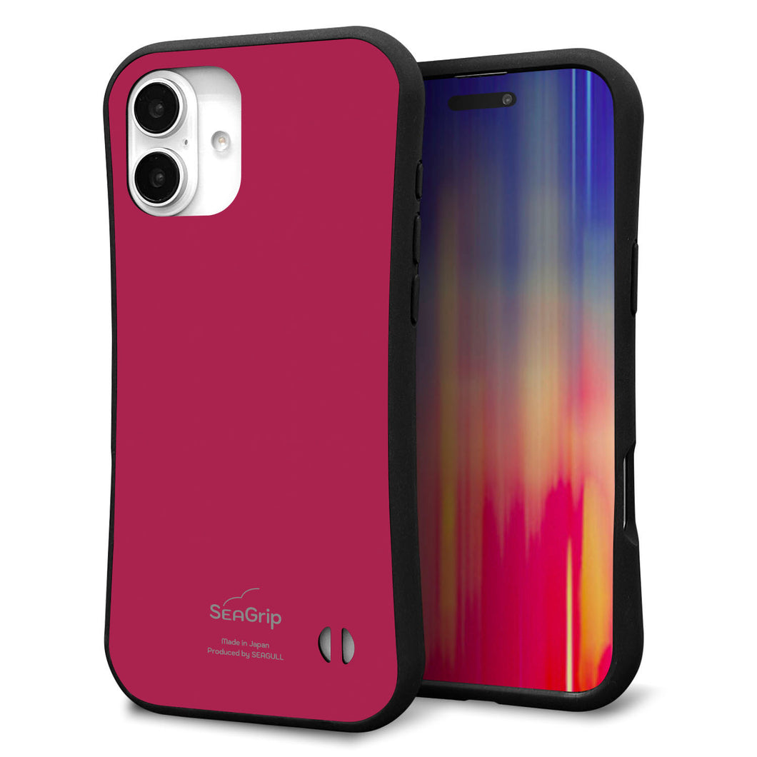 iPhone 16 Plus スマホケース 「SEA Grip」 グリップケース Sライン 【KM921 レトロカラー(ダークピンク)】 UV印刷