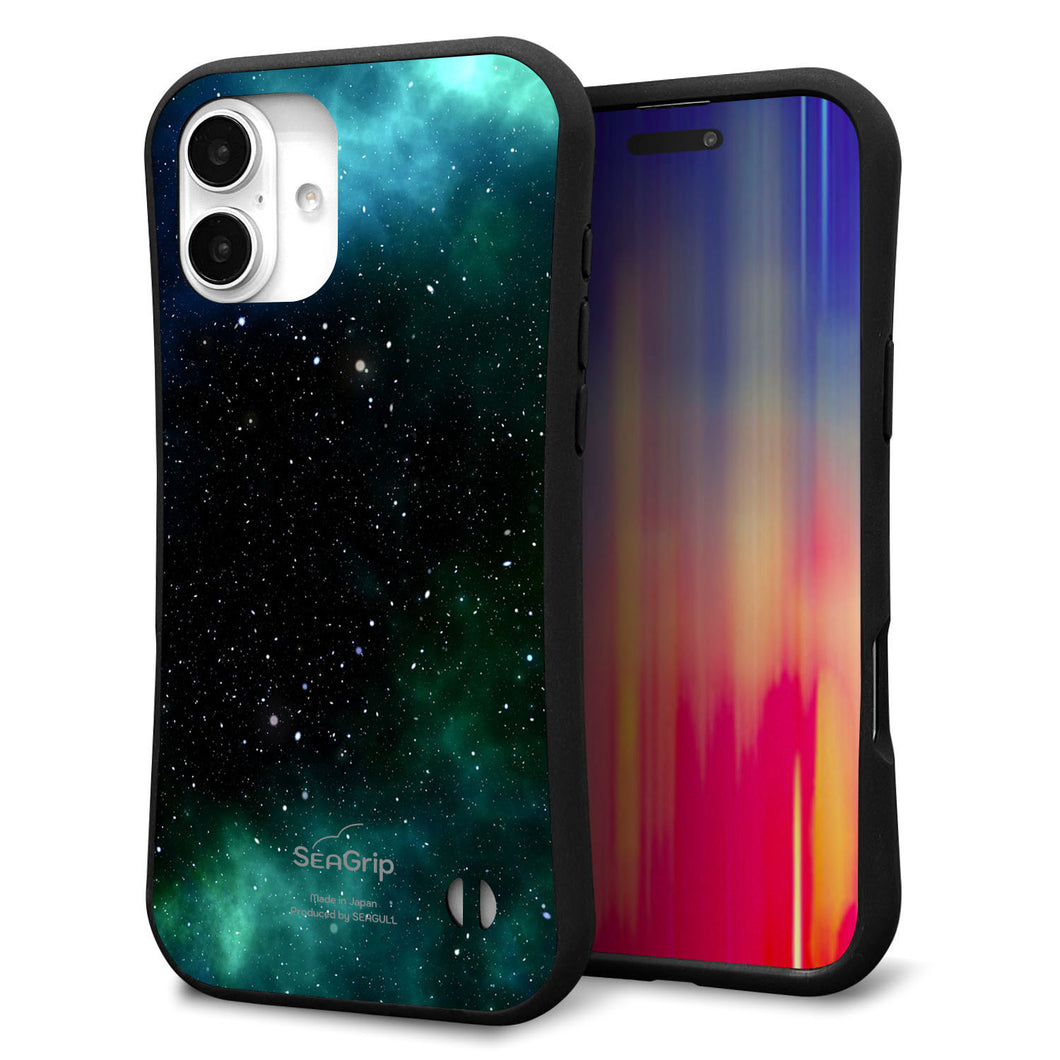 iPhone 16 Plus スマホケース 「SEA Grip」 グリップケース Sライン 【KM927 Galaxias Green】 UV印刷