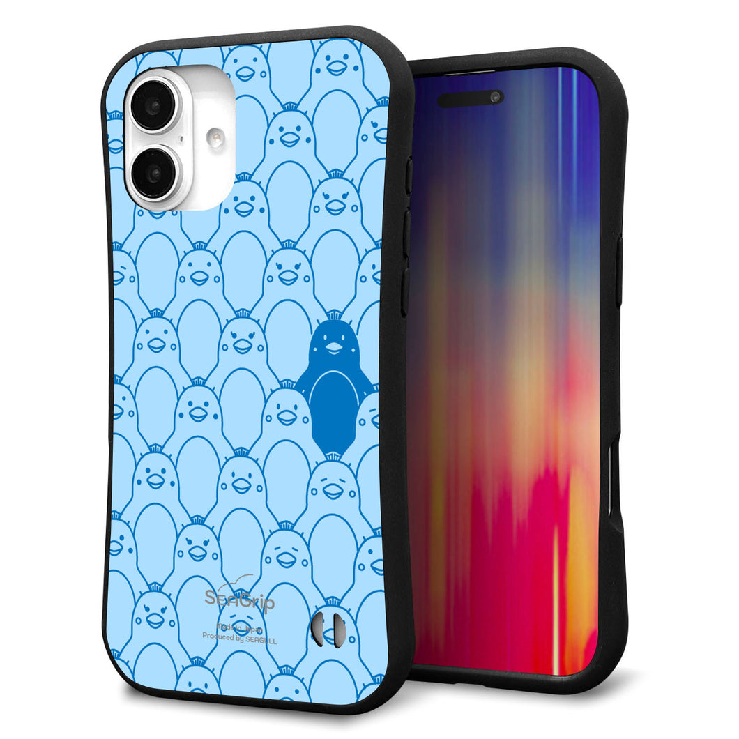 iPhone 16 Plus スマホケース 「SEA Grip」 グリップケース Sライン 【MA917 パターン ペンギン】 UV印刷