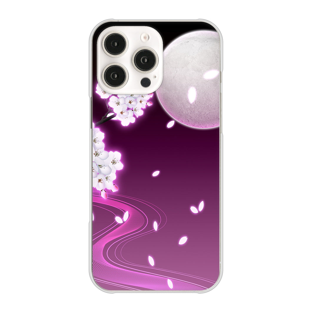 iPhone 16 Pro Max 1223 紫に染まる月と桜 ハードケース 背面印刷