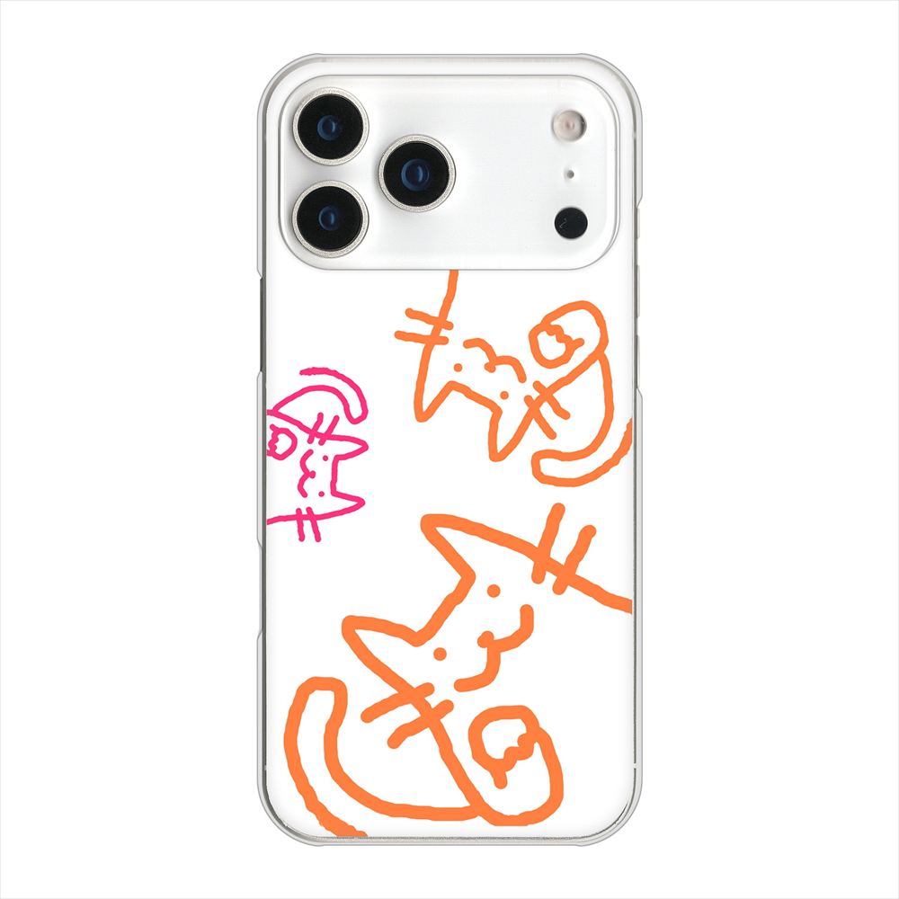 iPhone 18 Pro Max 高画質仕上げ 背面印刷 ハードケース 【1098 手まねきする3匹のネコ】