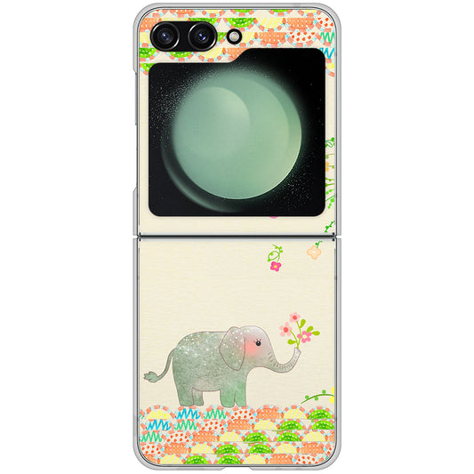 Galaxy Z Flip5 SC-54D docomo 高画質仕上げ 背面印刷 ハードケース 【1039 お散歩ゾウさん】