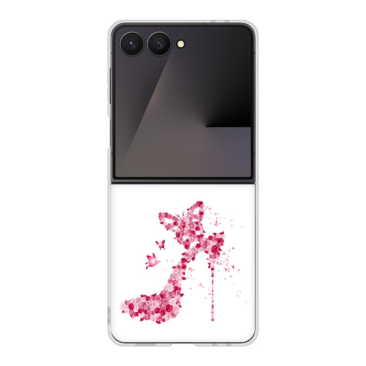 Galaxy Z Flip7 SC-55F docomo 高画質仕上げ 背面印刷 ハードケース 【387 薔薇のハイヒール】