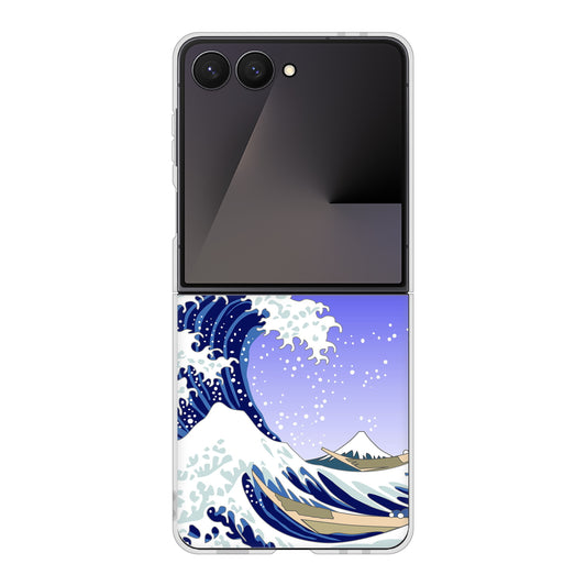 Galaxy Z Flip7 SC-55F docomo 高画質仕上げ 背面印刷 ハードケース 【625 波に富士】