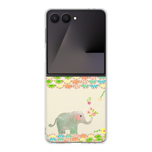 Galaxy Z Flip7 SC-55F docomo 高画質仕上げ 背面印刷 ハードケース 【1039 お散歩ゾウさん】