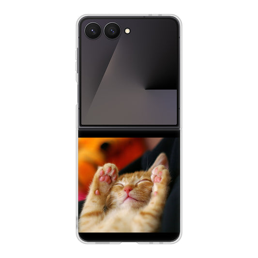 Galaxy Z Flip7 SC-55F docomo 高画質仕上げ 背面印刷 ハードケース 【VA804 爆睡するネコ】