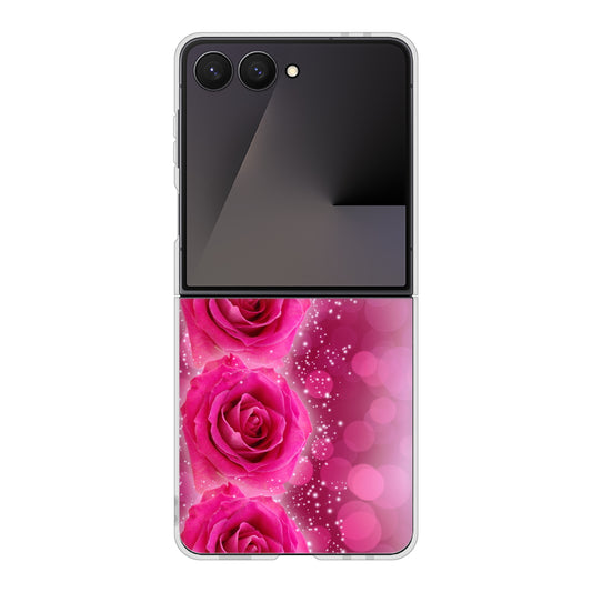 Galaxy Z Flip7 SCG35 au 高画質仕上げ 背面印刷 ハードケース 【VA815 3連のバラ】