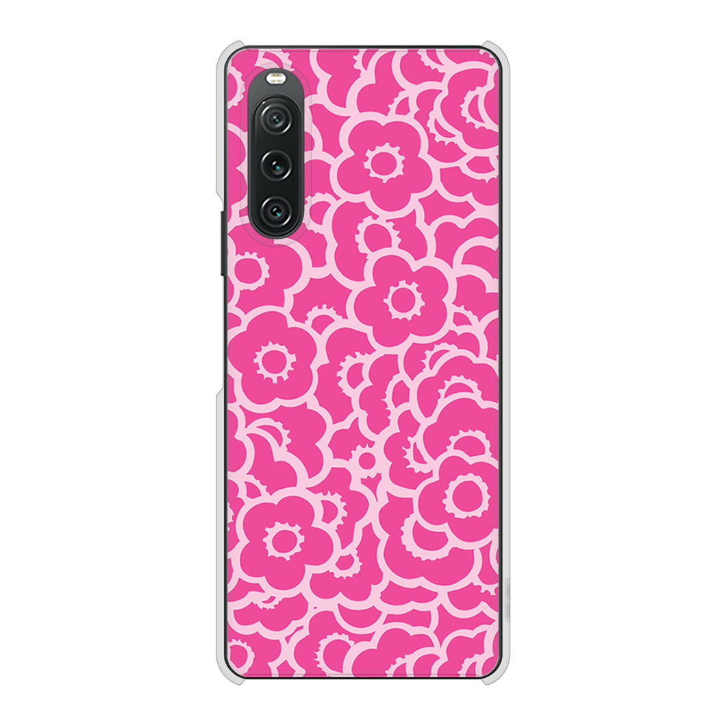 Xperia 10 V SO-52D docomo 716 ピンクフラワー ハードケース 背面印刷