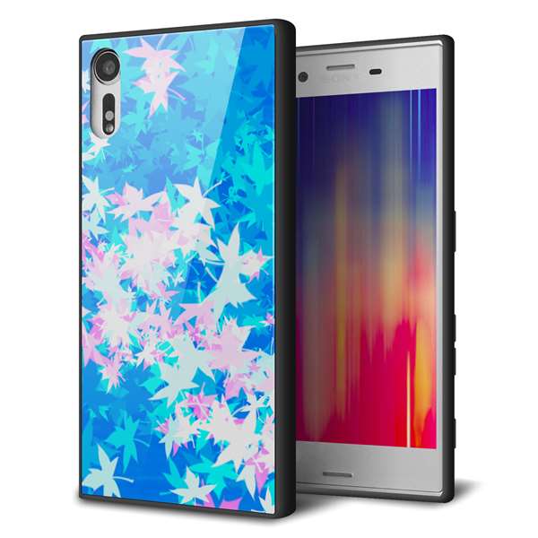 Xperia XZ 601SO SoftBank 強化ガラス&TPUスマホケース ガラプリ【YJ290 デザインもみじ】