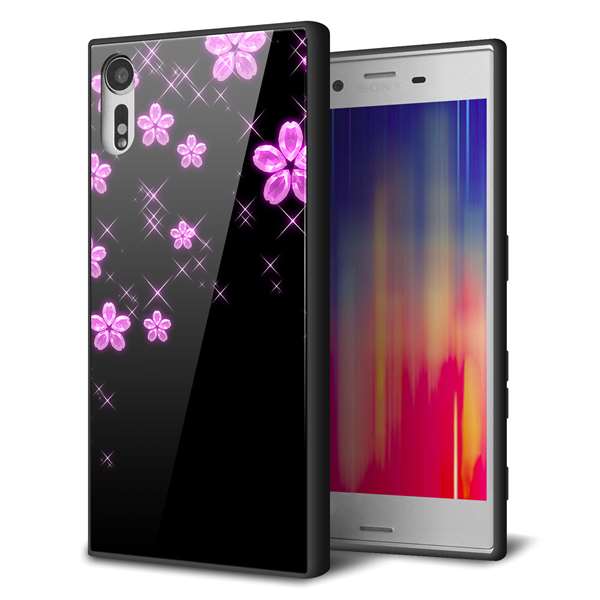 Xperia XZs 602SO SoftBank 強化ガラス&TPUスマホケース ガラプリ【019 桜クリスタル】