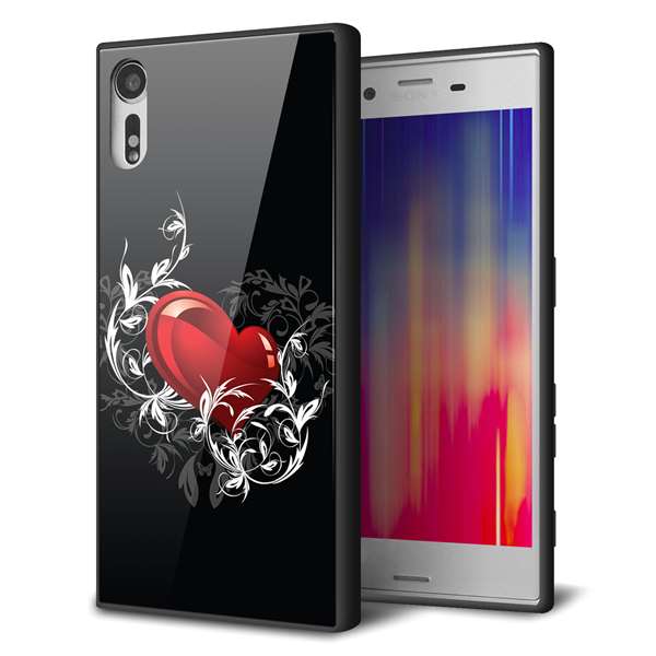 Xperia XZs 602SO SoftBank 強化ガラス&TPUスマホケース ガラプリ【032 クリスタルハート】