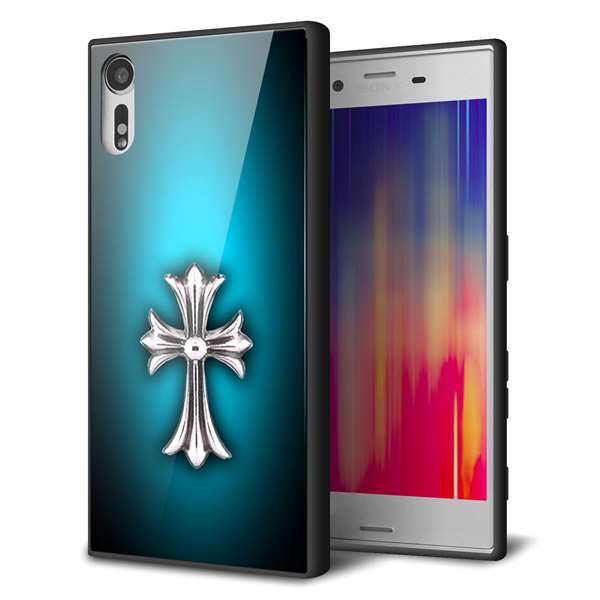 Xperia XZs 602SO SoftBank 強化ガラス&TPUスマホケース ガラプリ【334 クロスブルー】