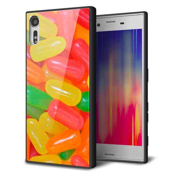Xperia XZs 602SO SoftBank 強化ガラス&TPUスマホケース ガラプリ【449 ジェリービーンズ】