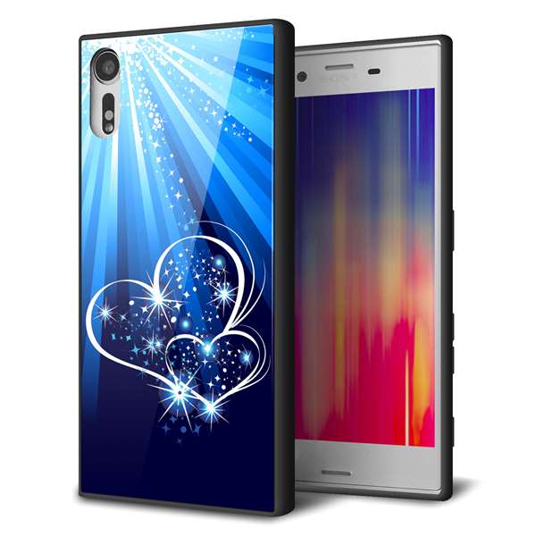 Xperia XZs 602SO SoftBank 強化ガラス&TPUスマホケース ガラプリ【702 スイミングハート】