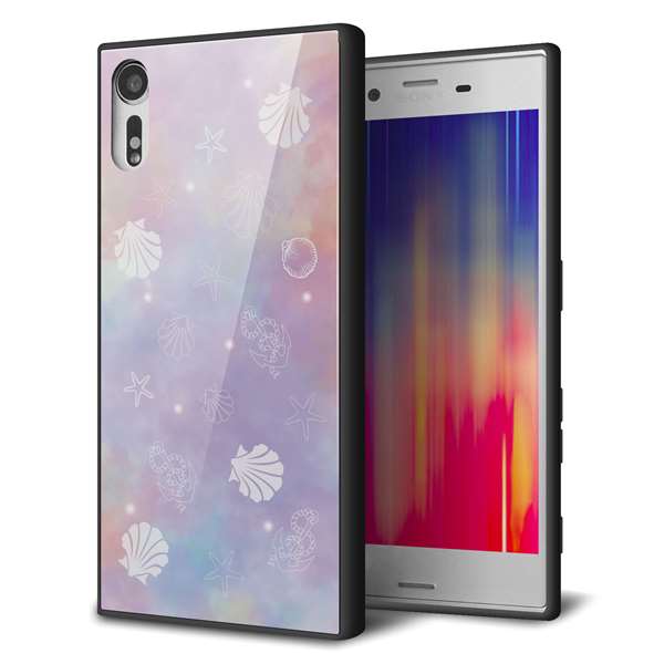 Xperia XZs 602SO SoftBank 強化ガラス&TPUスマホケース ガラプリ【KM883 シェル柄】