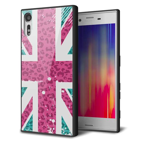 Xperia XZs 602SO SoftBank 強化ガラス&TPUスマホケース ガラプリ【SC807 ユニオンジャック ピンクヒョウ柄】