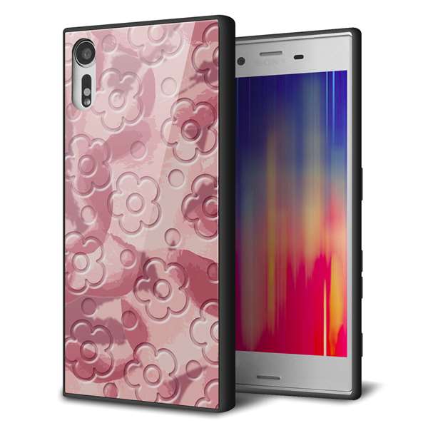 Xperia XZs 602SO SoftBank 強化ガラス&TPUスマホケース ガラプリ【SC846 フラワーヴェルニ花ピンク(ローズヴェルール)】