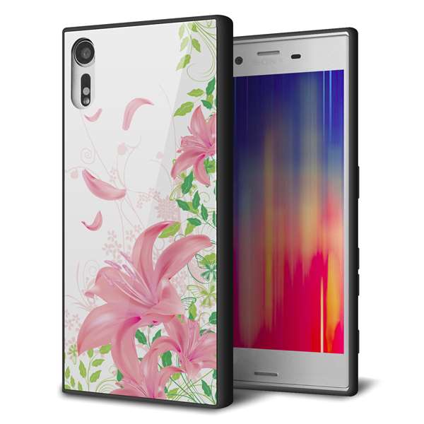 Xperia XZs 602SO SoftBank 強化ガラス&TPUスマホケース ガラプリ【SC849 ユリ(ピンク)】