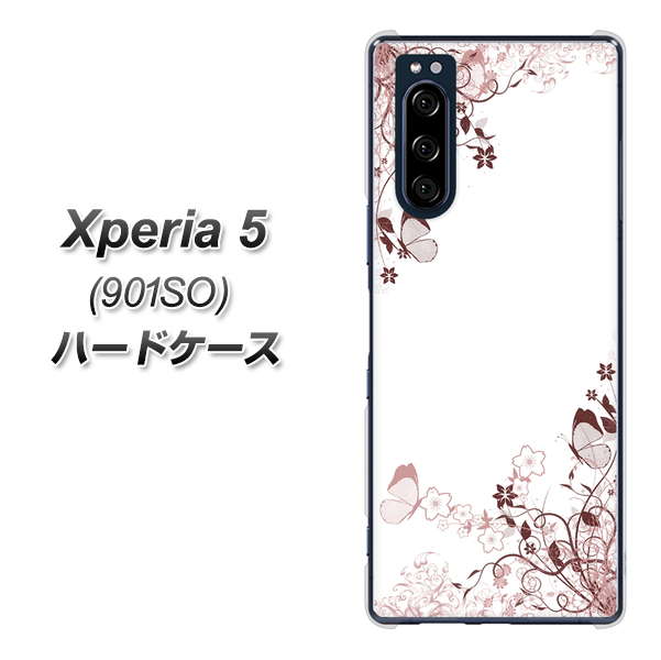 Xperia 5 901SO SoftBank 142 桔梗と桜と蝶 ハードケース 背面印刷