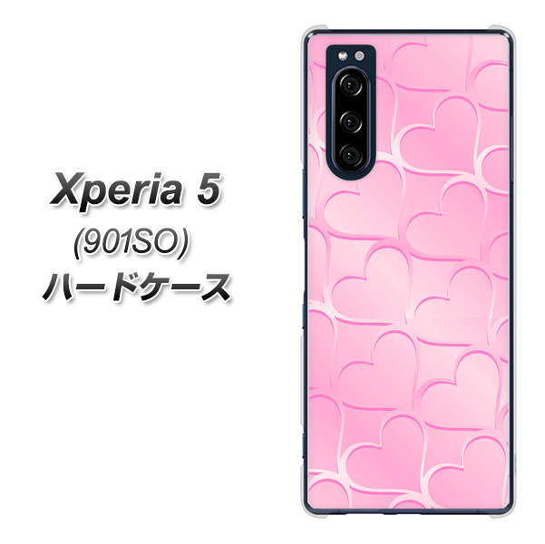 Xperia 5 901SO SoftBank 1342 かくれハート(ピンク) ハードケース 背面印刷