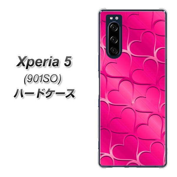 Xperia 5 901SO SoftBank 1347 かくれハート(ショッキングピンク) ハードケース 背面印刷