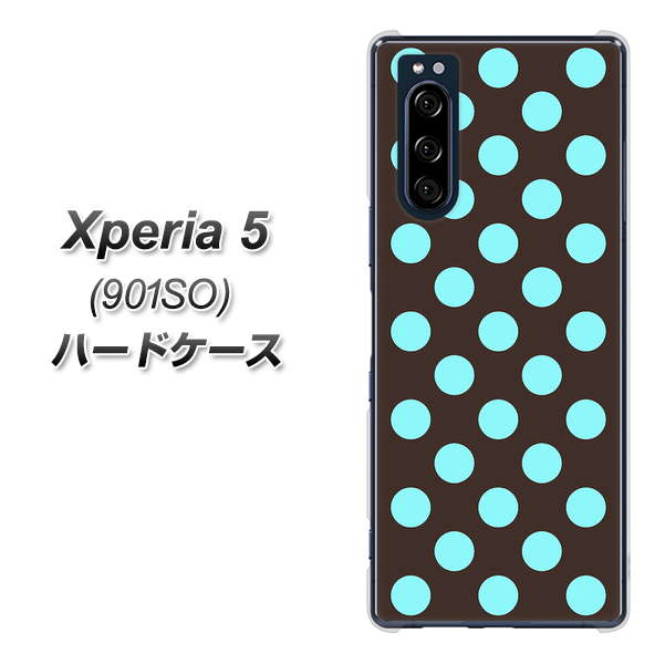 Xperia 5 901SO SoftBank 1352 シンプルビッグ水色茶 ハードケース 背面印刷