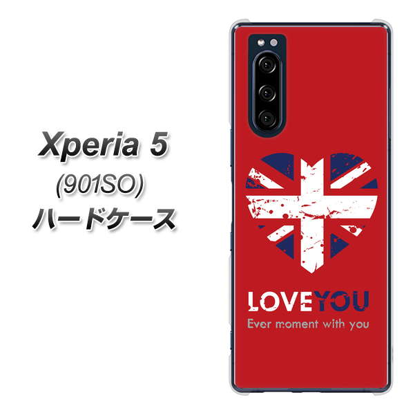 Xperia 5 901SO SoftBank SC804 ユニオンジャック ハートビンテージレッド ハードケース 背面印刷