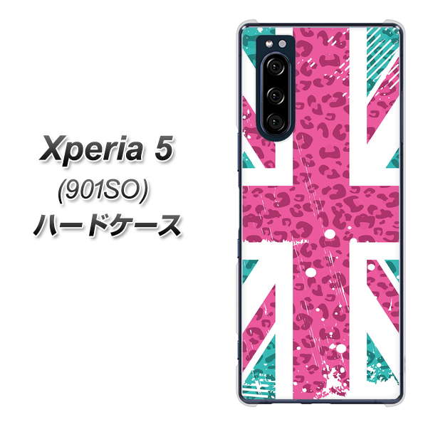 Xperia 5 901SO SoftBank SC807 ユニオンジャック ピンクヒョウ柄 ハードケース 背面印刷