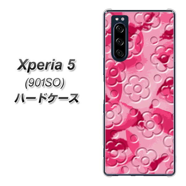 Xperia 5 901SO SoftBank SC847 フラワーヴェルニ花濃いピンク(ローズアンディアン) ハードケース 背面印刷
