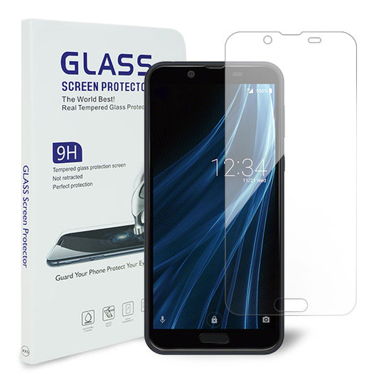 AQUOS sense2 SH-01L docomo 強化ガラス液晶保護フィルム 0.5mm 表面硬度9H 衝撃吸収 指紋防止 防水