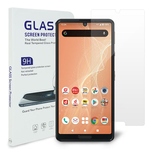 AQUOS sense5G SHG03 au 強化ガラス液晶保護フィルム 0.5mm 表面硬度9H 衝撃吸収 指紋防止 防水
