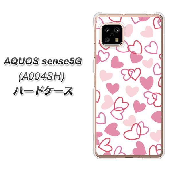AQUOS sense5G A004SH SoftBank VA929 ハートがいっぱい ピンク ハードケース 背面印刷