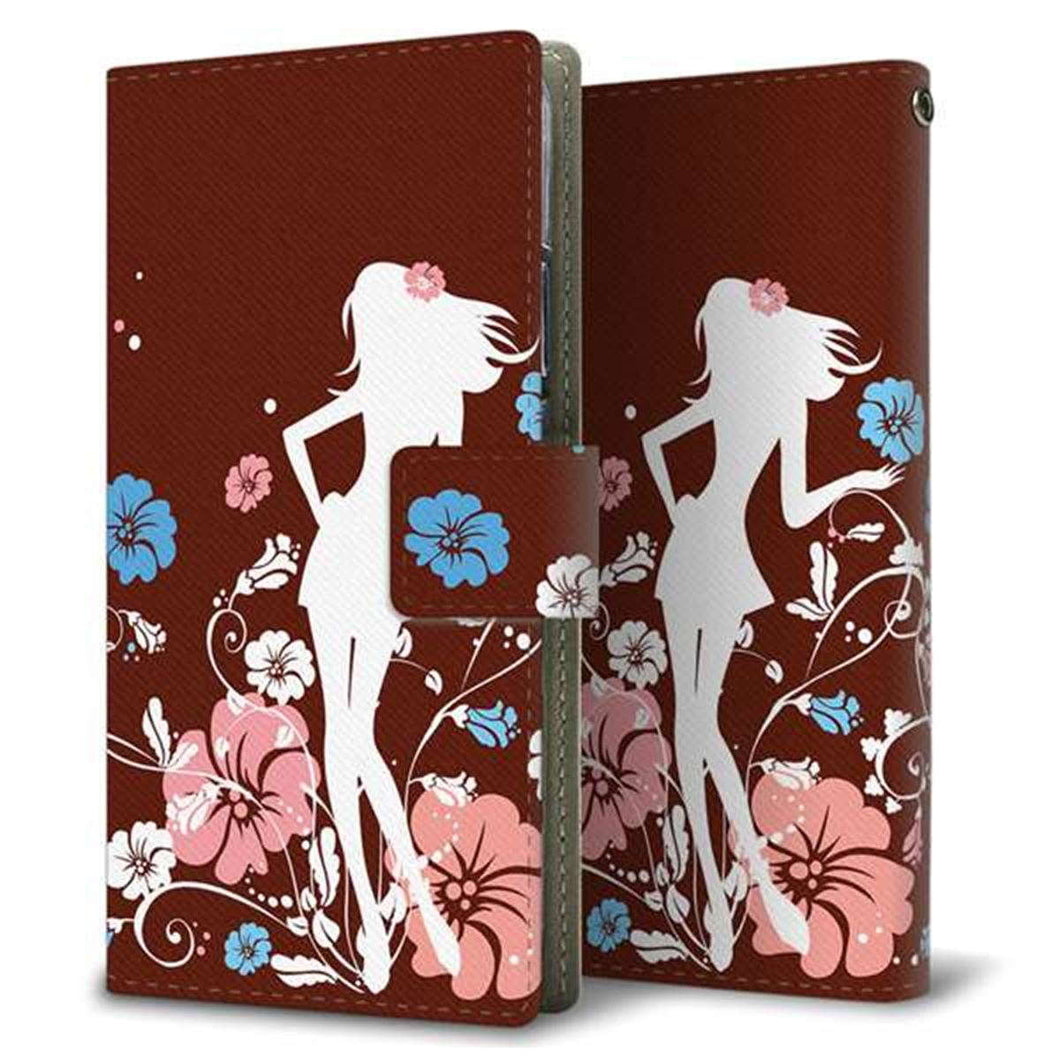 Xperia XZ1 Compact SO-02K docomo 110 ハイビスカスと少女 薄型スリム プリント手帳型ケース