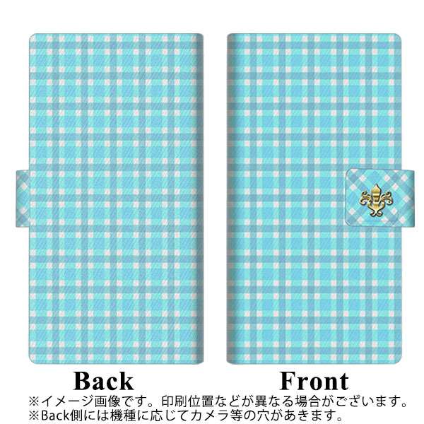 iPhone8 YB825 チェック ブルー 薄型スリム プリント手帳型ケース
